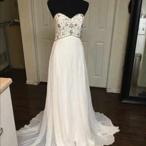 White wedding party evening formal dress
